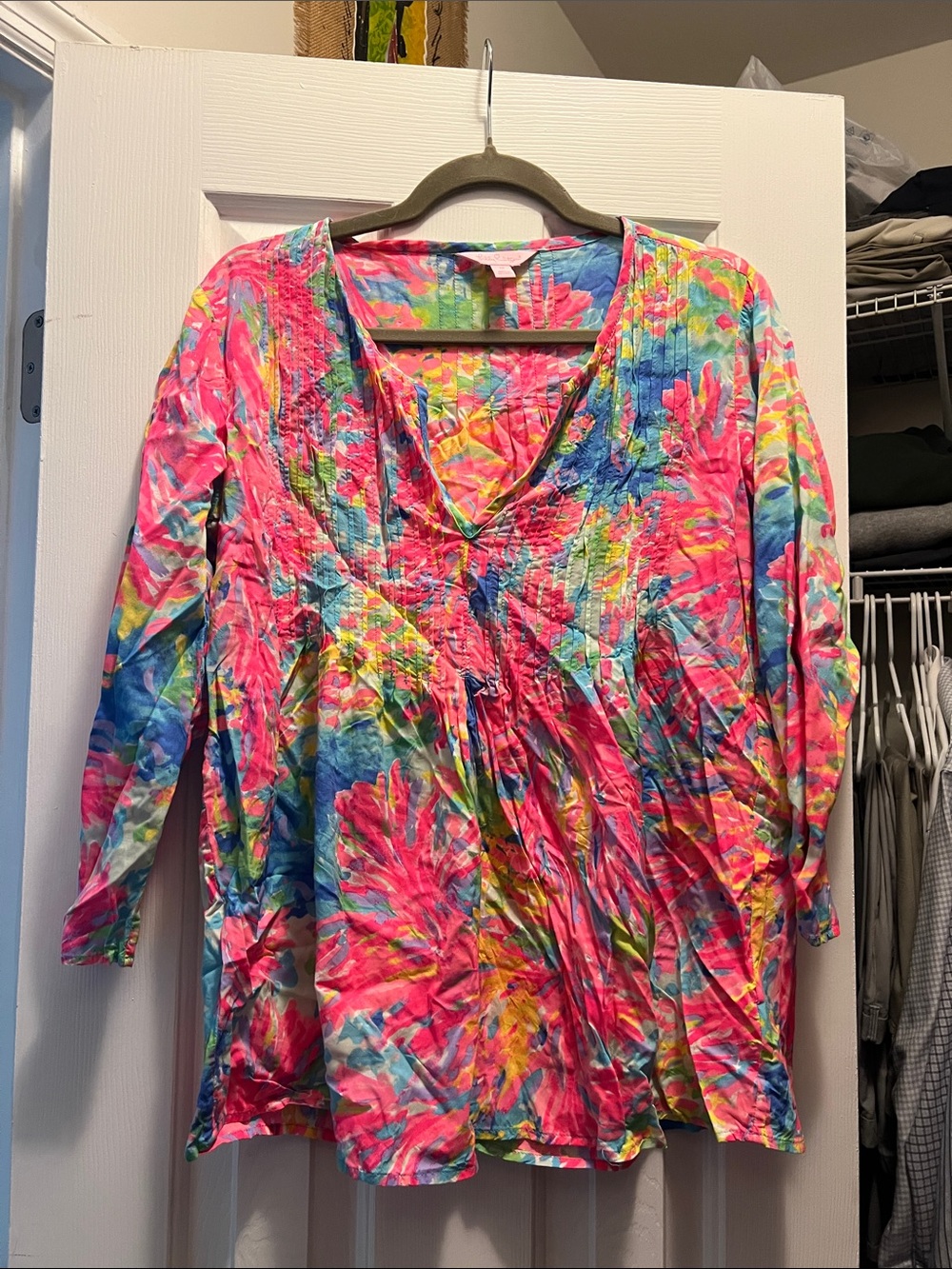 Lilly Pulitzer Vibrant Pink Multi-Color Floral Blouse